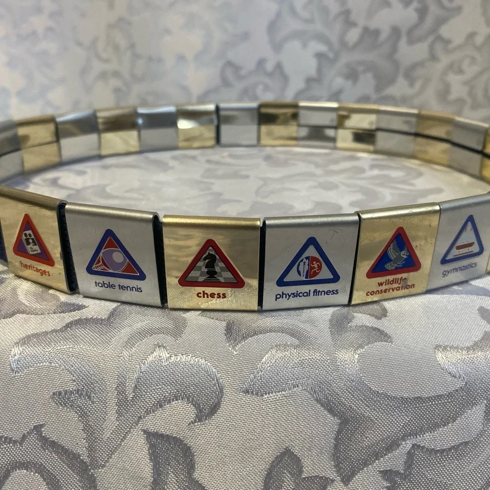 Vintage Cub Scout Belt, Brass Buckle, 24 Clip-on Badges